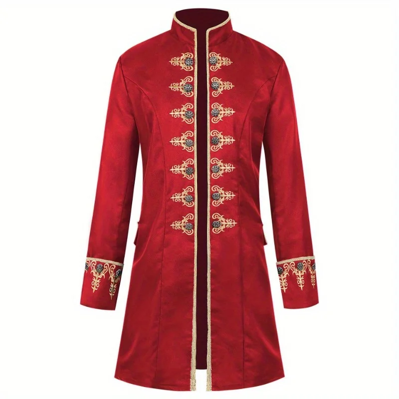 Casaco masculino de Halloween cor sólida moda Steampunk retrô gola alta uniforme desempenho