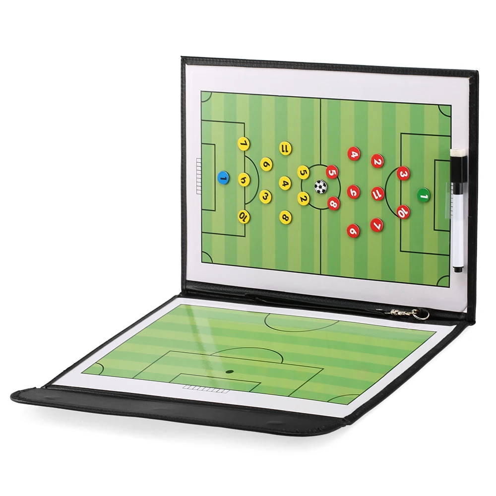 Foldable Football Soccer Magnetic Tactic Board Coaching Strategy Board with Marker Pieces and 2-in-1 Pen