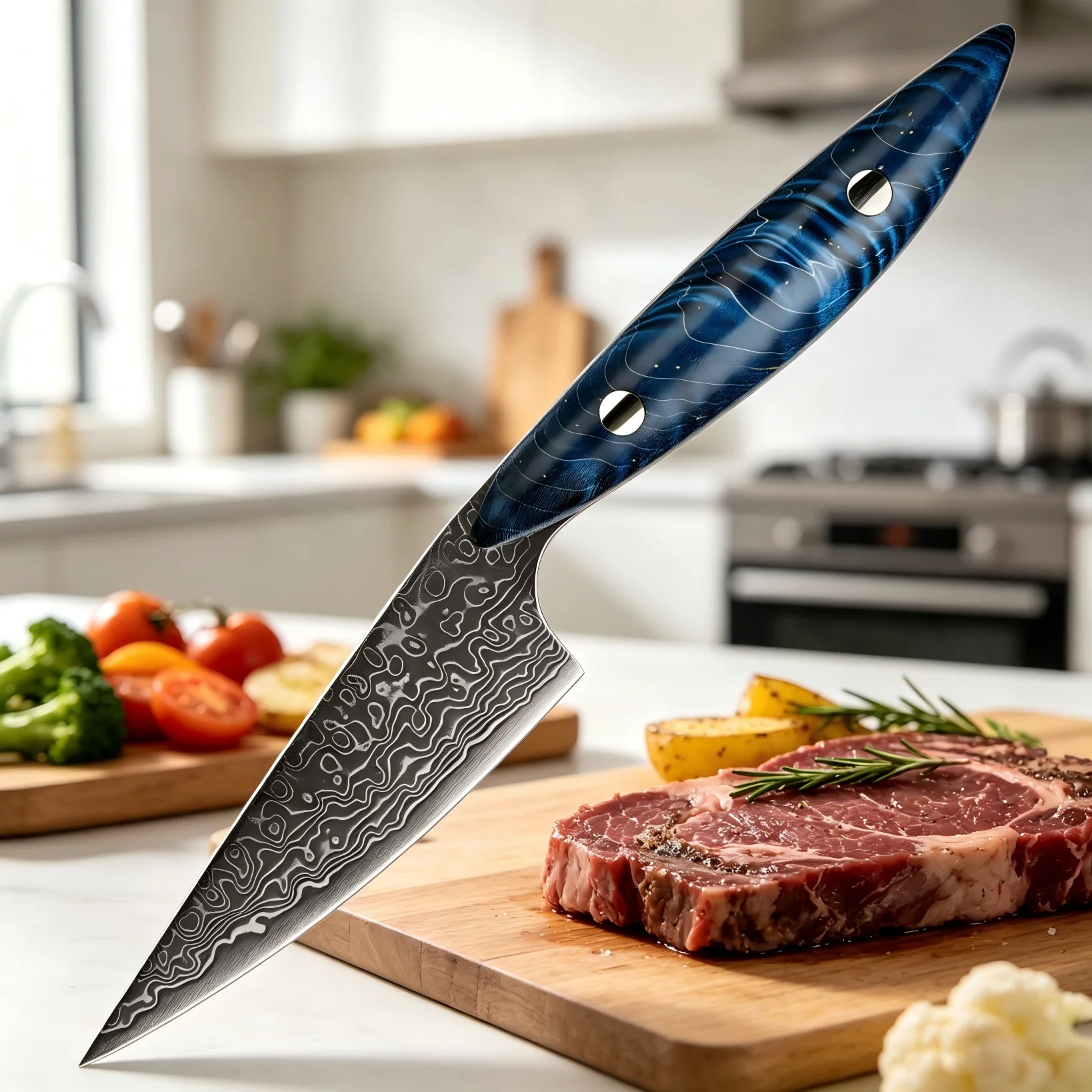 XITUO Japanese Paring Knife 3.5 Inch, Kitchen Small Knife for Vegetables Fruit Sharp Damascus Steel, Unique Stable Wooden Handle