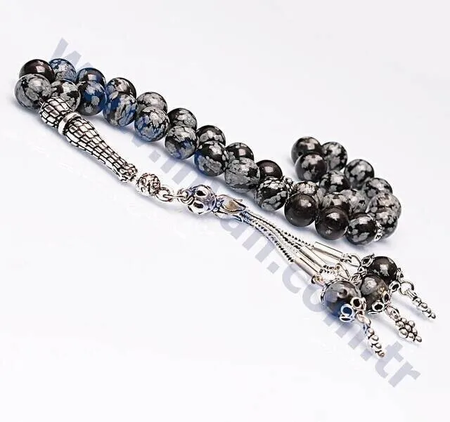 

IQRAH Obsidian Stone Rosary (925 SETTING SILVER)