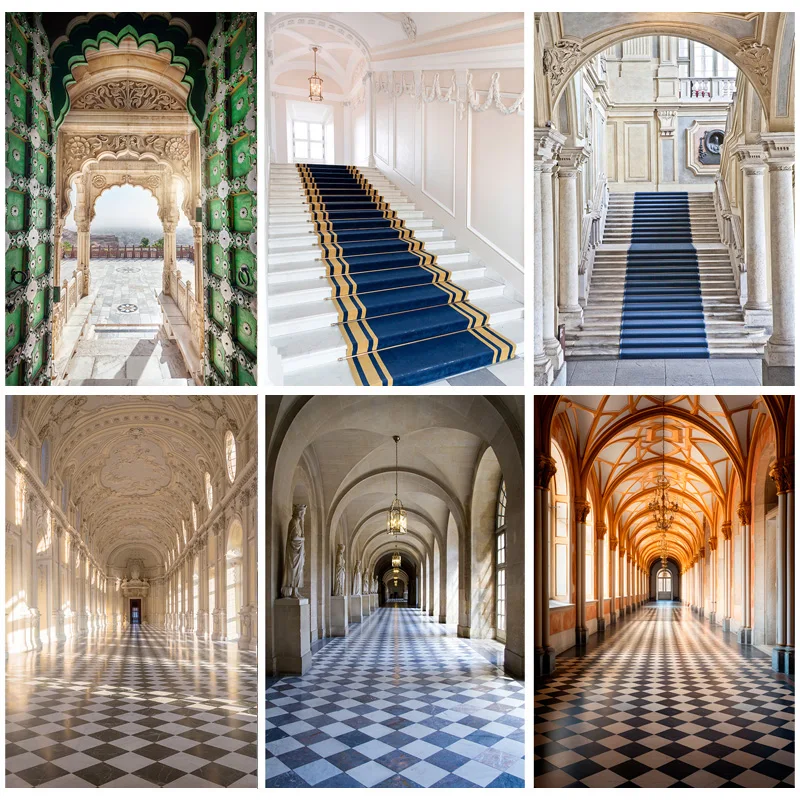 Retro Palast Schloss Thema Fotografie Hintergründe Requisiten Hochzeit Theater Oper europäischen Stil Kirche Fotostudio Hintergrund EKT-01