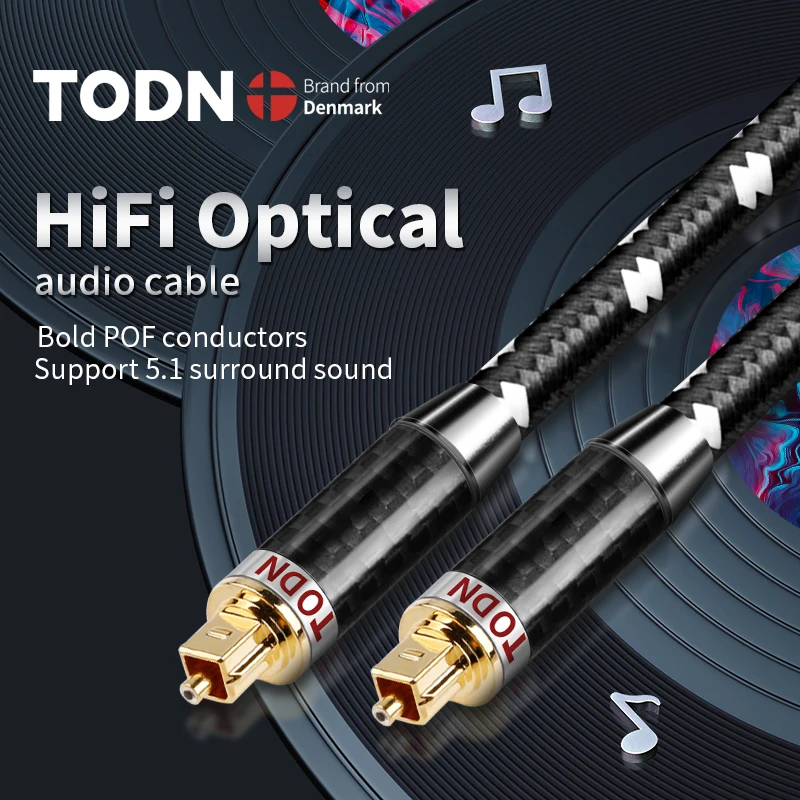 

TODN Digital Optical Audio Cable Toslink SPDIF optic fibre cable Cable for HiFi5.1 7.1 Amplifiers Blu-ray Player Xbox 360 Soundb