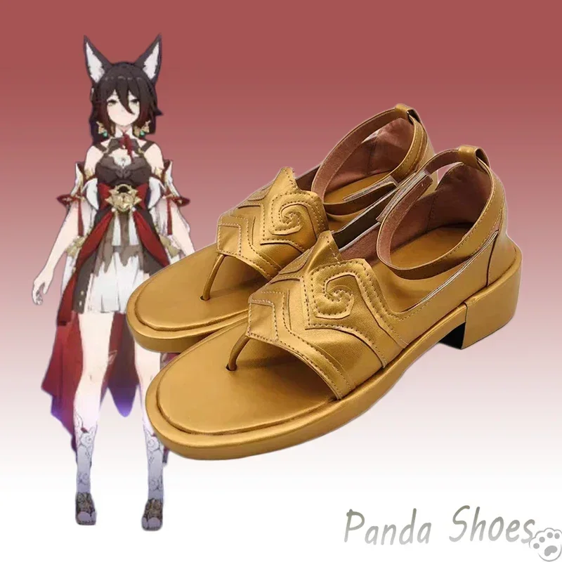 

Honkai Star Rail Tingyun Cosplay Shoes Anime Game Cos Golden Boots Ting Yun Cosplay Costume Prop Shoes for Con Halloween Party