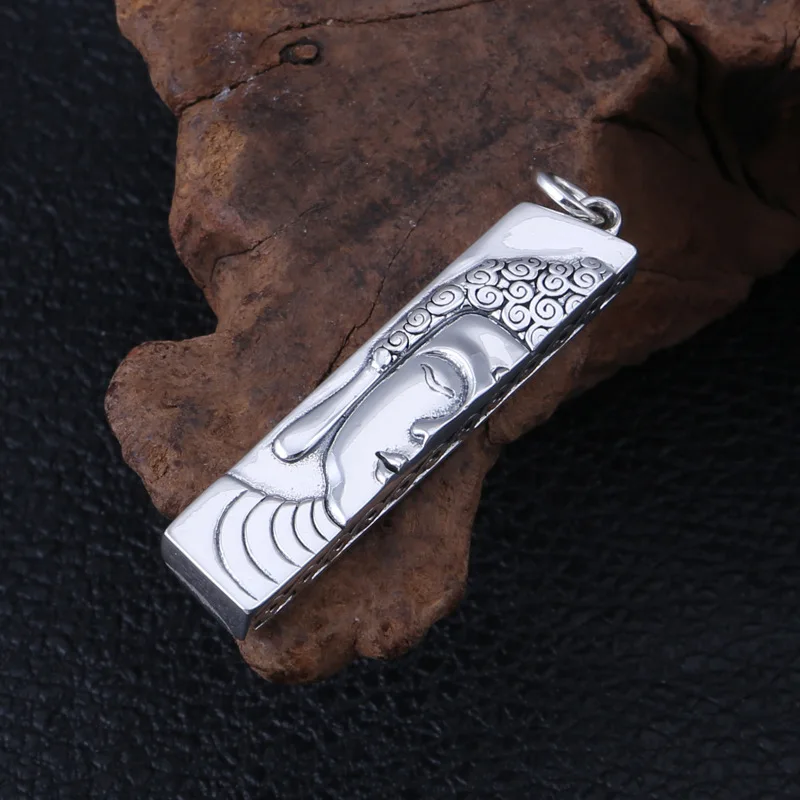 BOCAI S999 Sterling Silver Pendant for Women Men New Fashion Half Buddhist Statue Sakyamuni Buddha Amulet Jewelry Wholesale