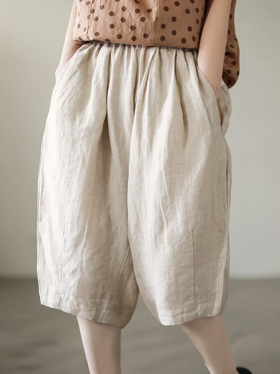 

Хлопковые льняные брюки-капри для похудения, женские тонкие широкие брюки, повседневные брюки, удобные, дышащие, летние, модные