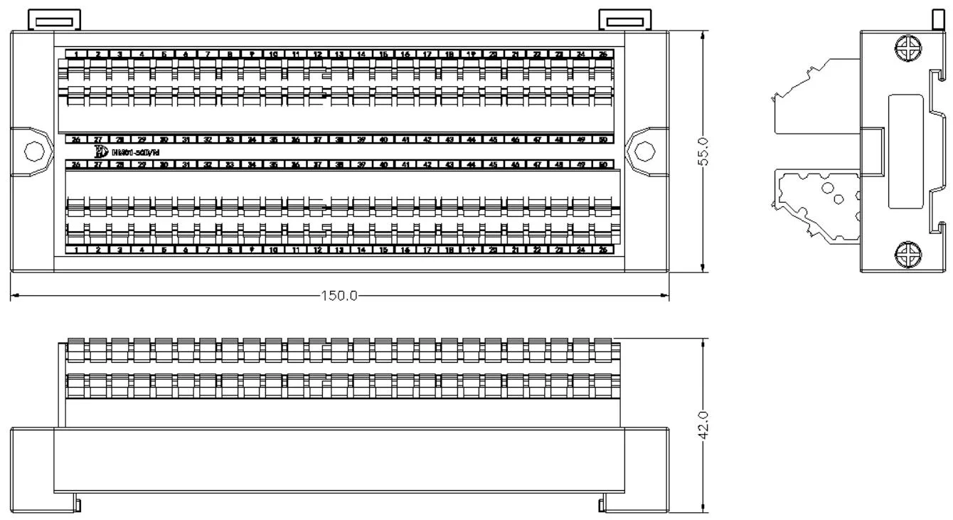 DIN Rail Mount 50 Position 24A/400V Quick Spring Terminal Block Distribution Module