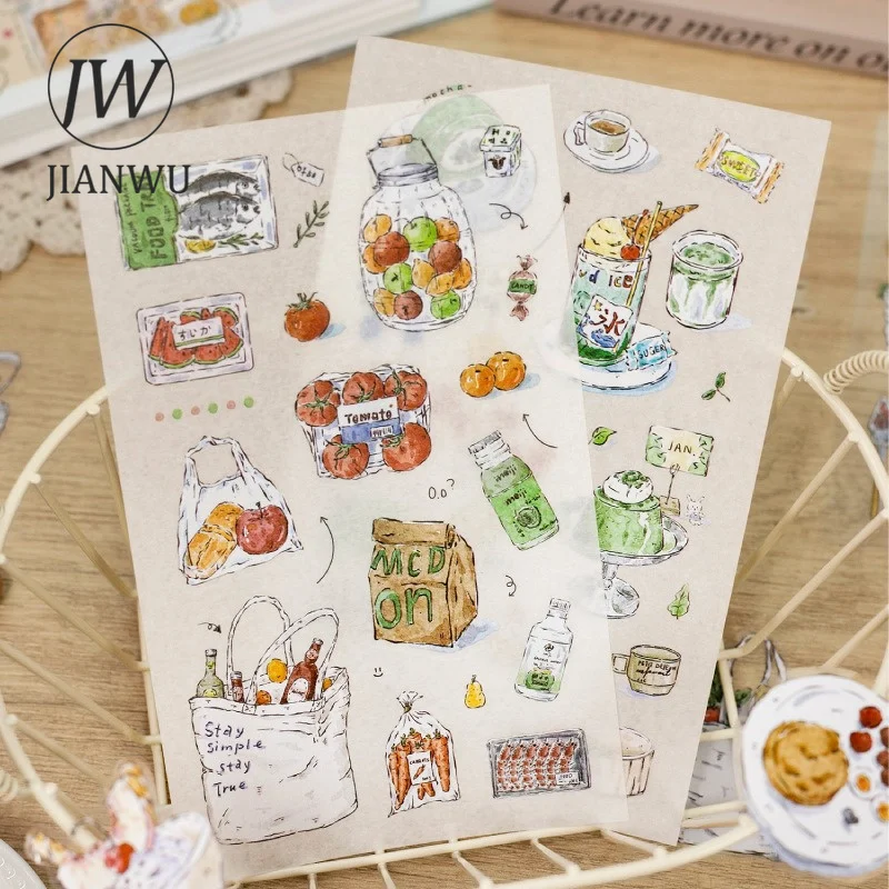 JIANWU Vintage Cake Bread Dessert Landscape Material Collage Scrapbooking Sticker Creative DIY Journal Stationery