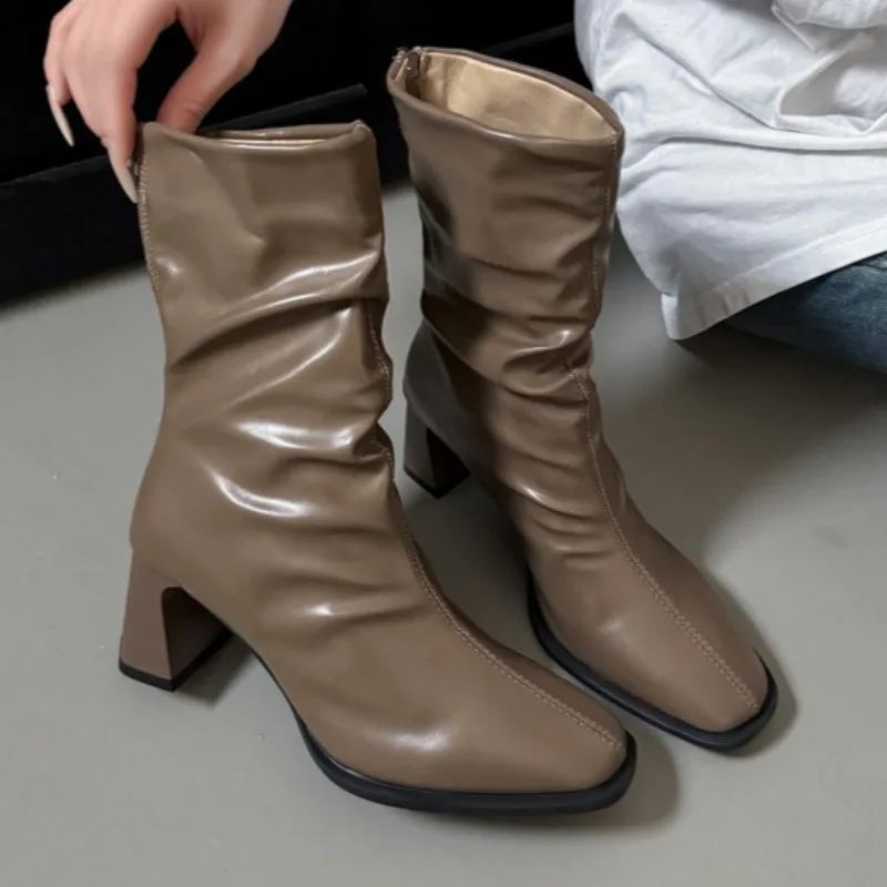 

Fashion High Heels Women Ankle Boots 2025 Designer Elegant Shoes Classical Chelsea Short Boots Winter New Trends Brand Zapatos