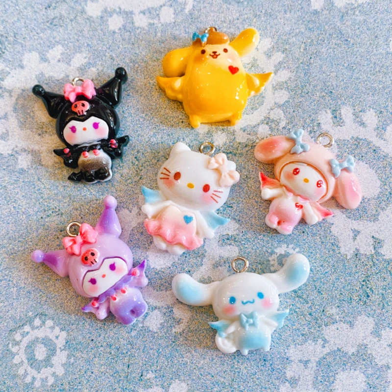 10pcs Cartoon Kawaii Cat Dog Rabbit Resin Charms For Jewelry Making Necklace Keychain Earrings Pendants DIY Supplies Accessories