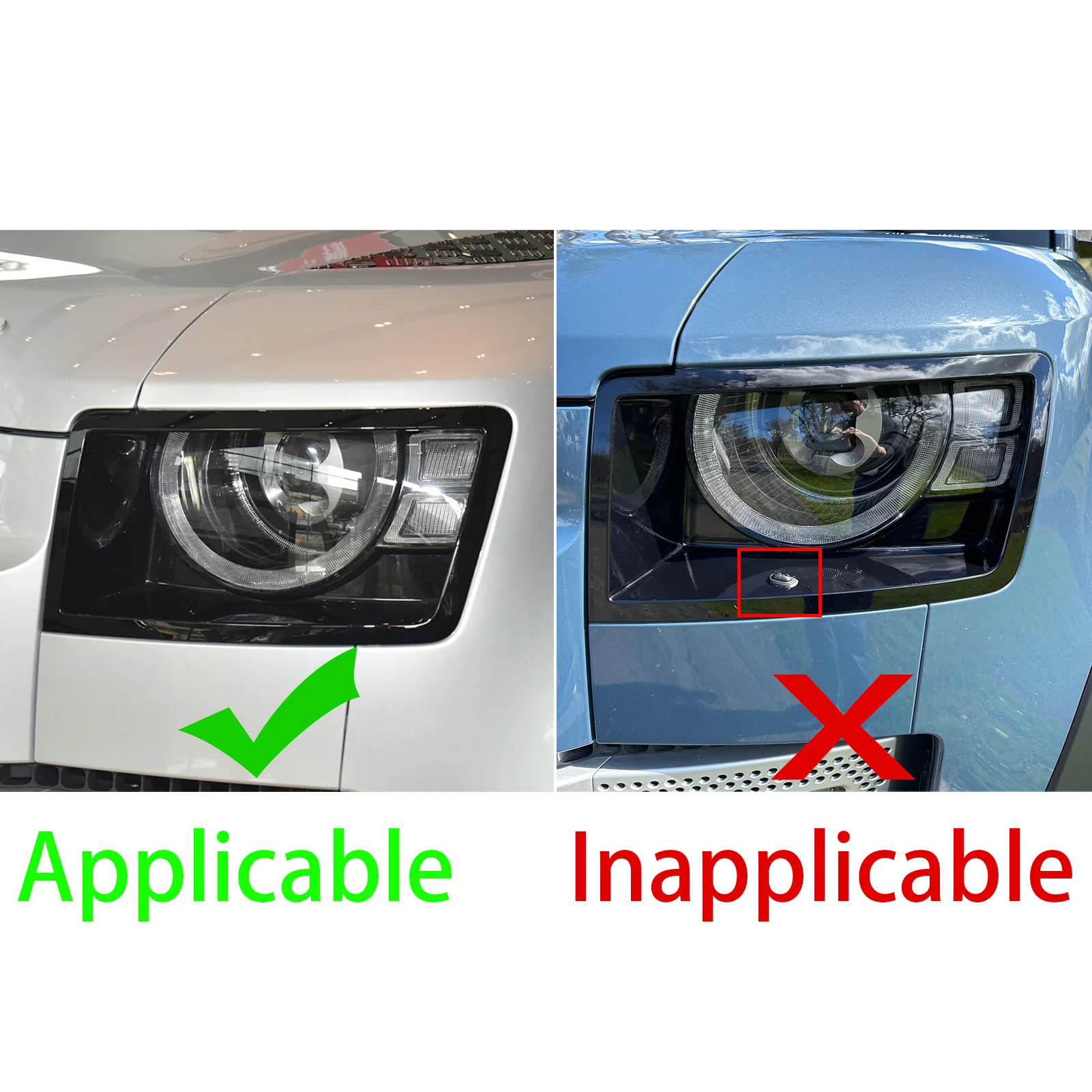 For Land Rover Defender 2020-2024 Real Soft Carbon Fiber Car Exterior Front Headlight Lamp Frame Ring Trim Decoration 4Pcs