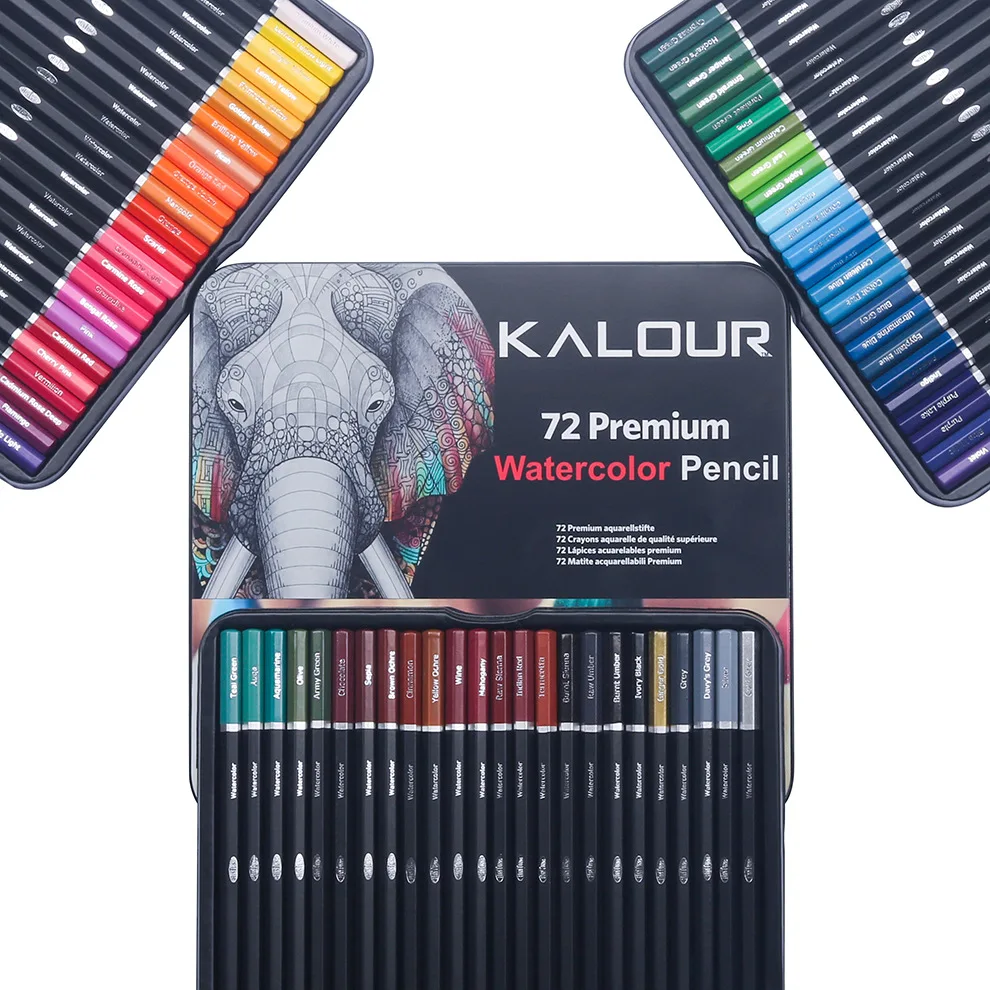 KALOUR 72Pcs Set di matite colorate ad acquerello matita a colori da disegno professionale per forniture artistiche per schizzi da colorare per