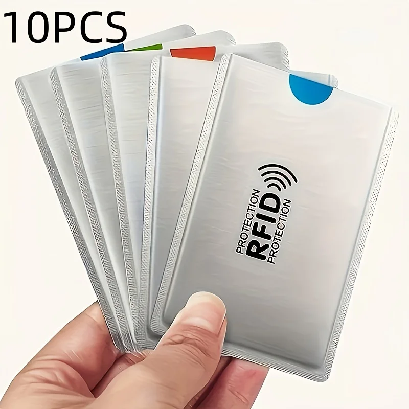 10-Pack RFID Blocking Card Sleeves - Lightweight PVC Wallet and Passport Holder, -NFC Protector for Travel and Everyday Use