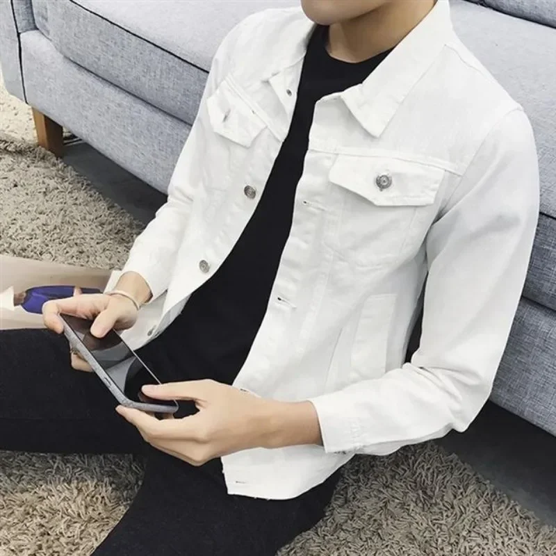 Button Casual Slim Męska Kurtka Dżinsowa Koreańska Popularna Odzież Męska Płaszcze Jeansowe Krótka Odzież Nowość W Szybkiej Dostawie Joker Korea Y2k