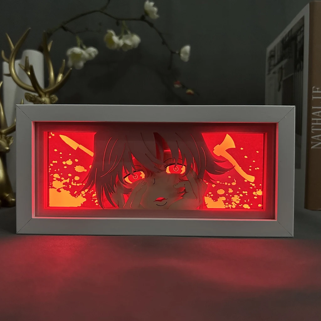 Imagem -02 - Caixa de Luz de Corte de Papel Anime Futuro Diário Yuno Gasai Decoração do Quarto Caixa de Sombra Manga Candeeiro de Mesa Presente de Aniversário