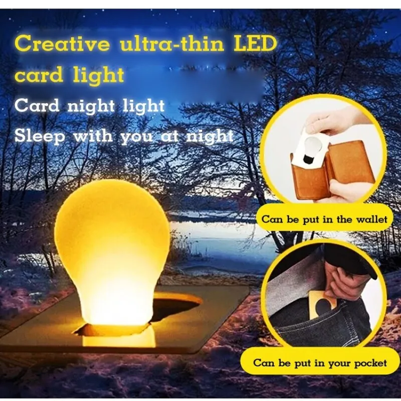 ไฟกลางคืนแบบพกพาขนาดกะทัดรัดพับเก็บได้ไฟกลางคืนขนาดเล็กไฟ LED การ์ดไฟกระเป๋าพับได้