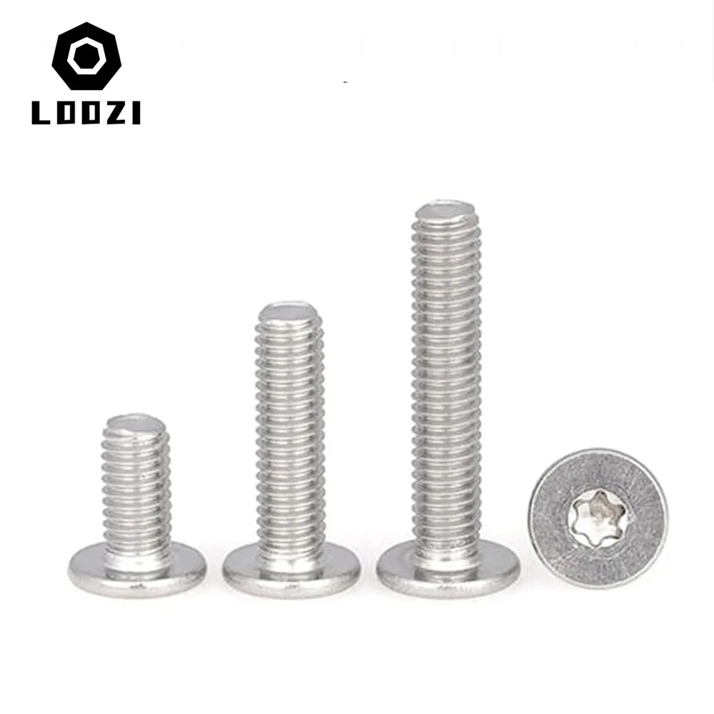 CM 10pcs/lot M2 M2.5 M3 M4 M5 M6 M8 304 Stainless Steel Torx Six-Lobe Ultra Thin Super Low Ultrathin Flat Wafer Head Bolt Screw