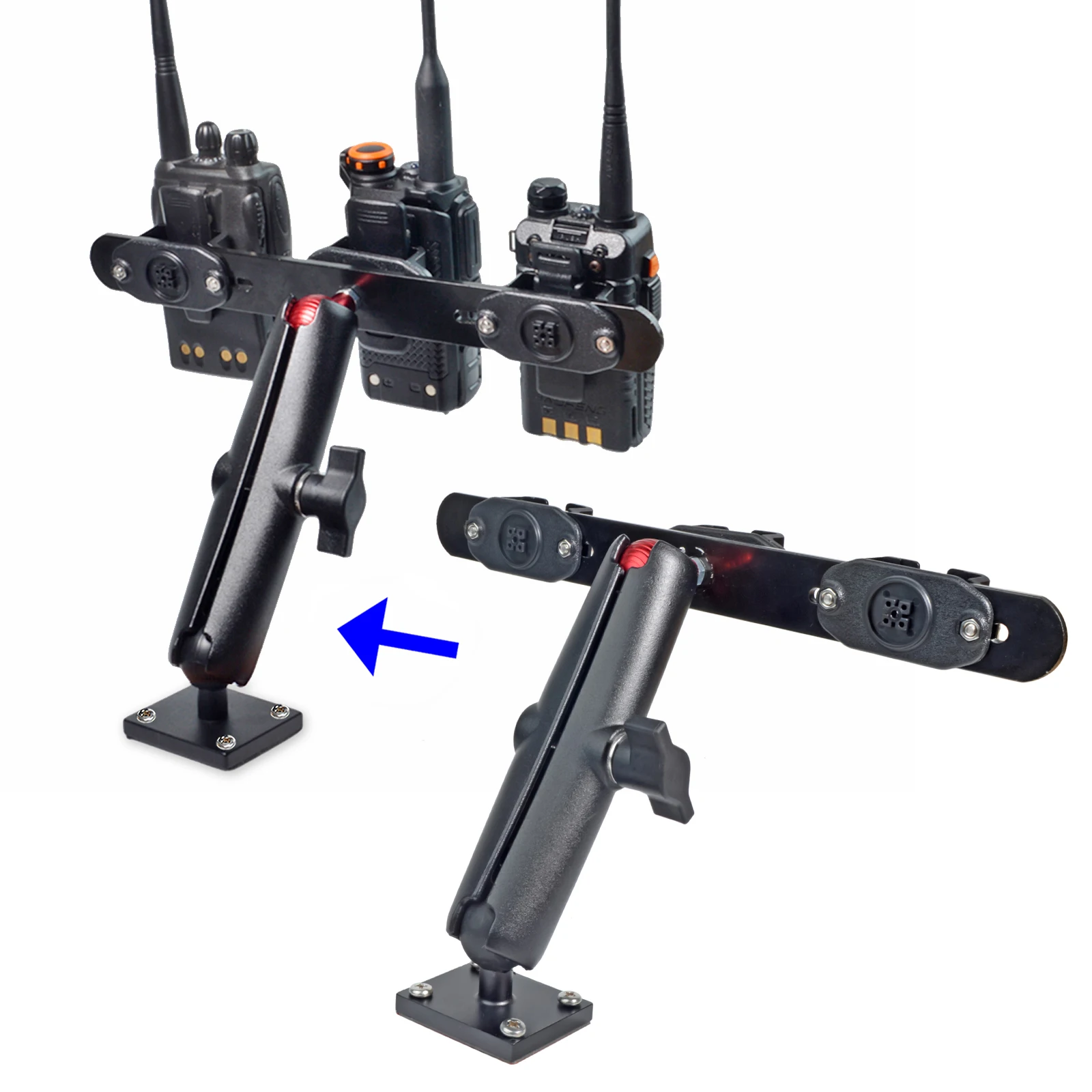 Handheld radio/CB-luidsprekermicrofoonhouder, met zelftappende schroeven Heavy Duty boorbasis voor draagbare tweewegradio en CB-luidsprekermicrofoon