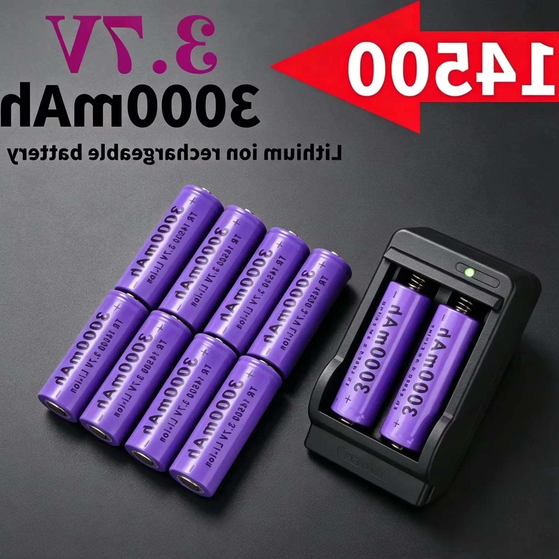 

3.7V battery 3000mAh rechargeable battery flashlight battery LED flashlight toy New 14500 lithium