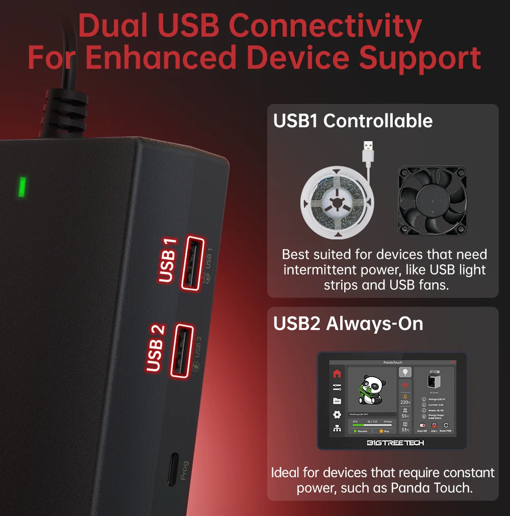 BIGTREETECH Panda Pwr Power Supply Wireless Control Dual USB Ports For Panda Touch BambuLab P1 X1 A1 FDM 3D Printer Accessories