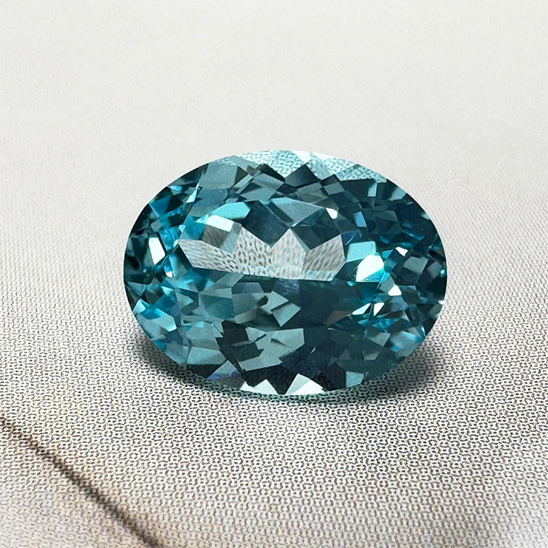 Laborgezüchteter Saphir in ovaler Form, Aquamarin-Anhänger, Edelsteine für DIY-Anhänger, Ringe, Halsketten, Ohrringe, zur Auswahl mit Zertifikat – Detail 4