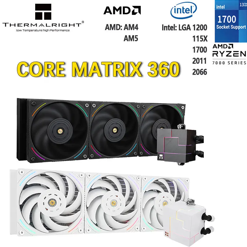 Thermalright 코어 매트릭스 360 올인원 CPU 수냉 라디에이터 지지대, 바람 및 수냉 버클 스위칭, LGA1700, 115X, AM5