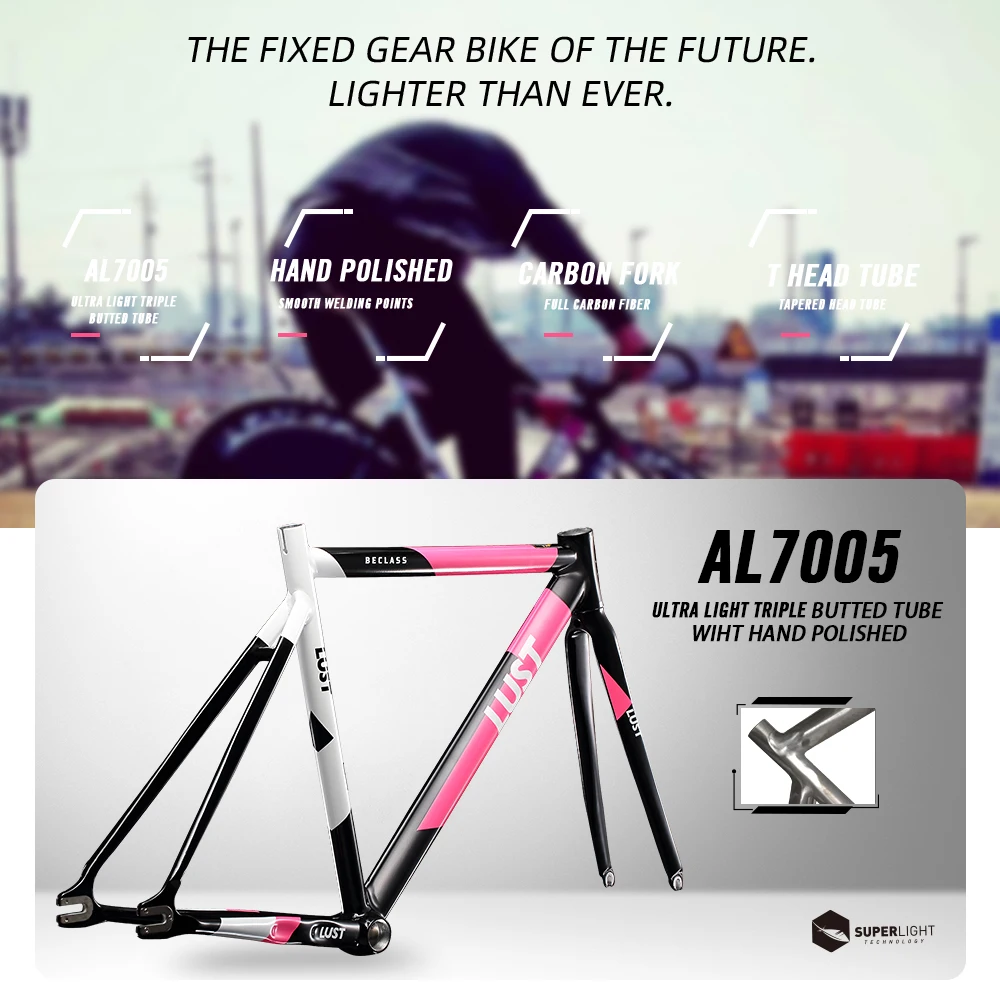 2023 LEXON FIXED GEAR FRAME SET AL6066  EXTRA LIGHT TRACK FRAME SET/SINGLE SPEED ROAD BIKE FRAME WITH CARBON FORK BICYCLE FRAME