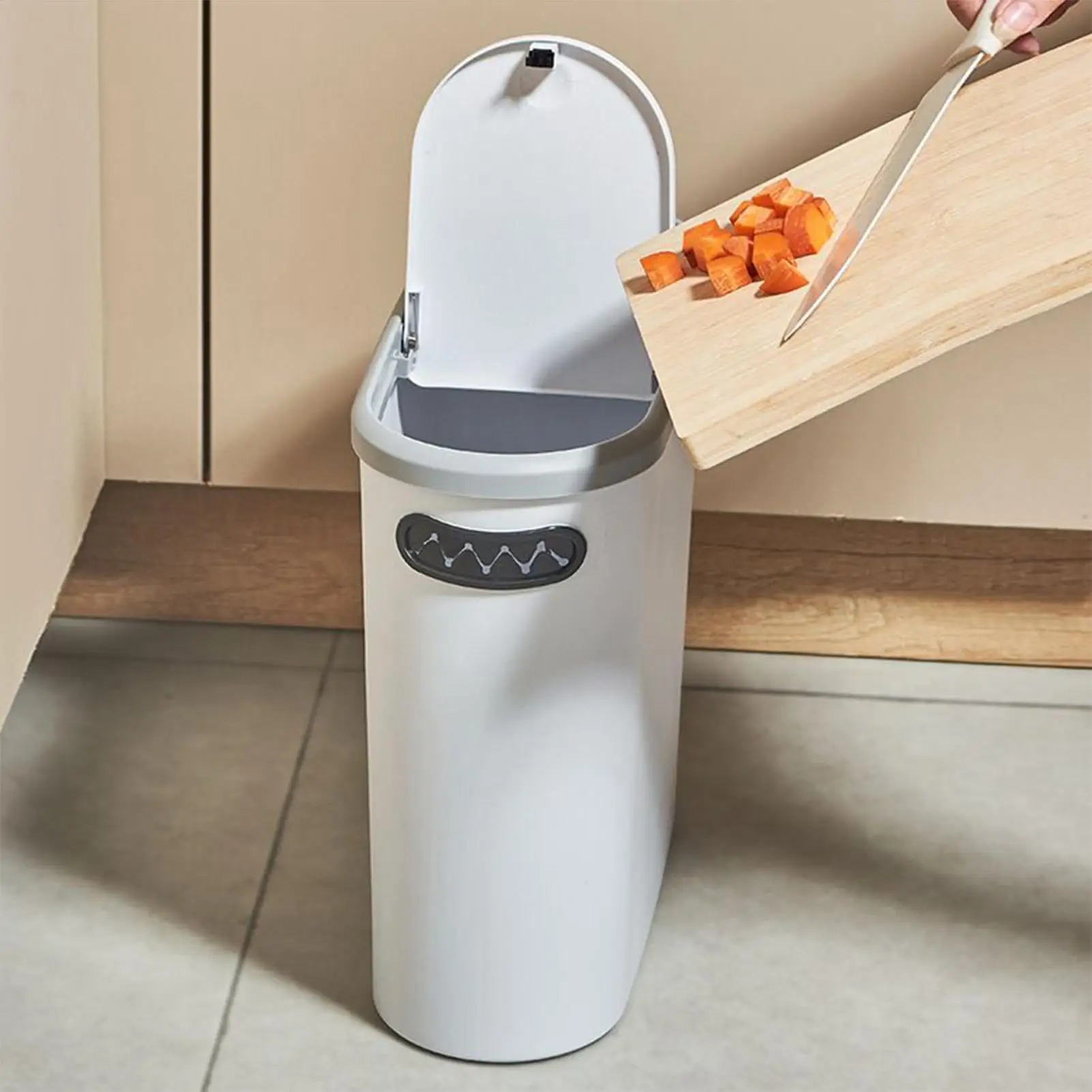

Slim Garbage Can Slim Rubbish Container Kitchen Compost Trash Can For Apartment RV Office Dormitory Boat Bathroom Bedroom
