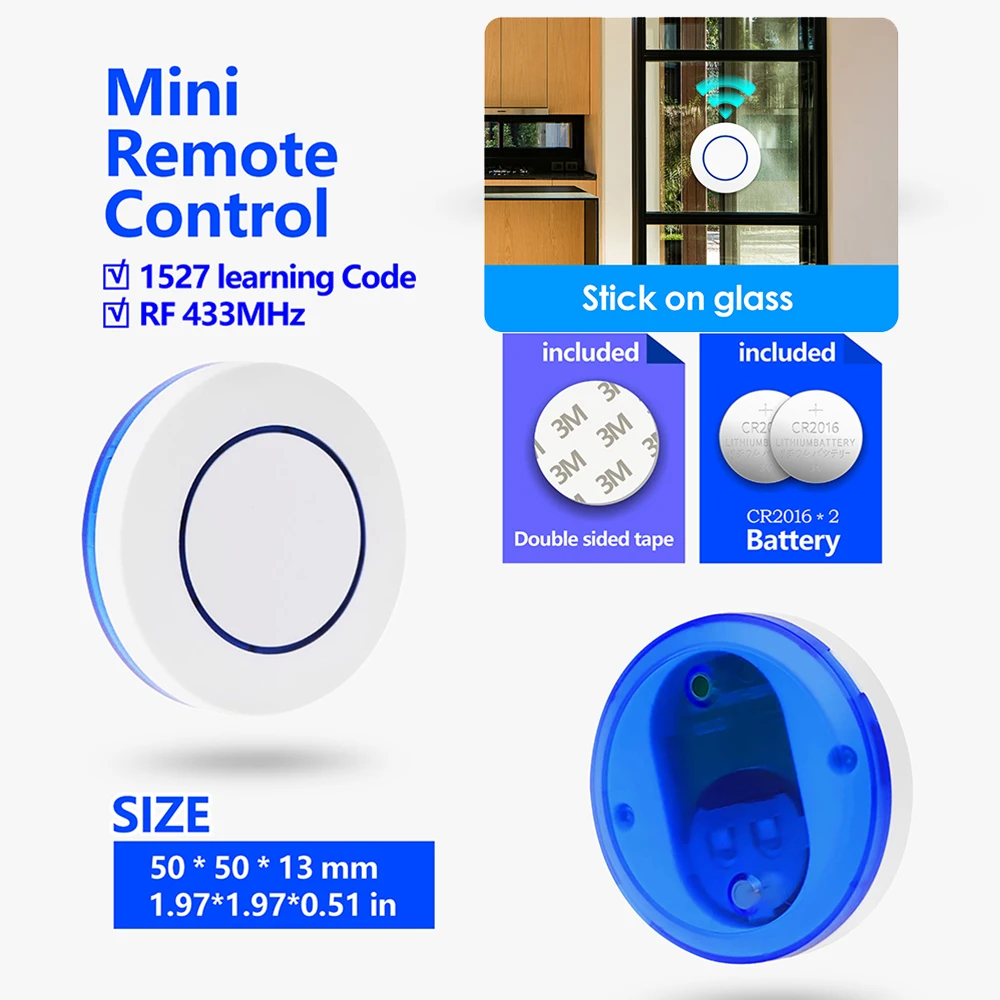 Interruttore di controllo remoto Wireless universale 433Mhz relè DC 12V 10A, Mini pulsante RF rotondo per luce/porta del Garage/serratura