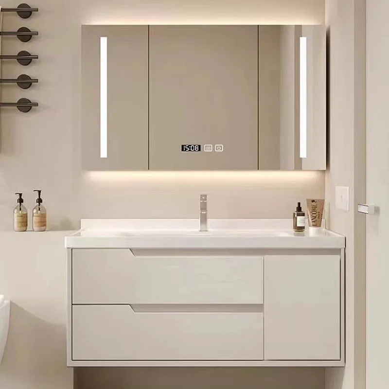 

Nordic Light Sink Bathroom Cabinet Modern White Floor Storage Bathroom Cabinet Makeup Washroom Meuble Salles De Bain Furniture