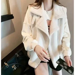 Women Lamb Wool Jackets Sleeveless Vest Waistcoat  Autumn Winter Coats Loose Suede Fur Integrated Vests Zipper Thick Coat