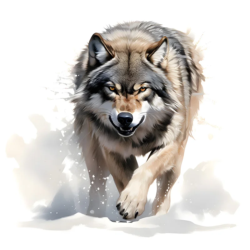 Snowy Wolf Wall Sticker, Water-proof & UV-resistant Decal, Used for Wall, Bathroom, Cabinet, Door,Toilet Lid, Car, Laptop