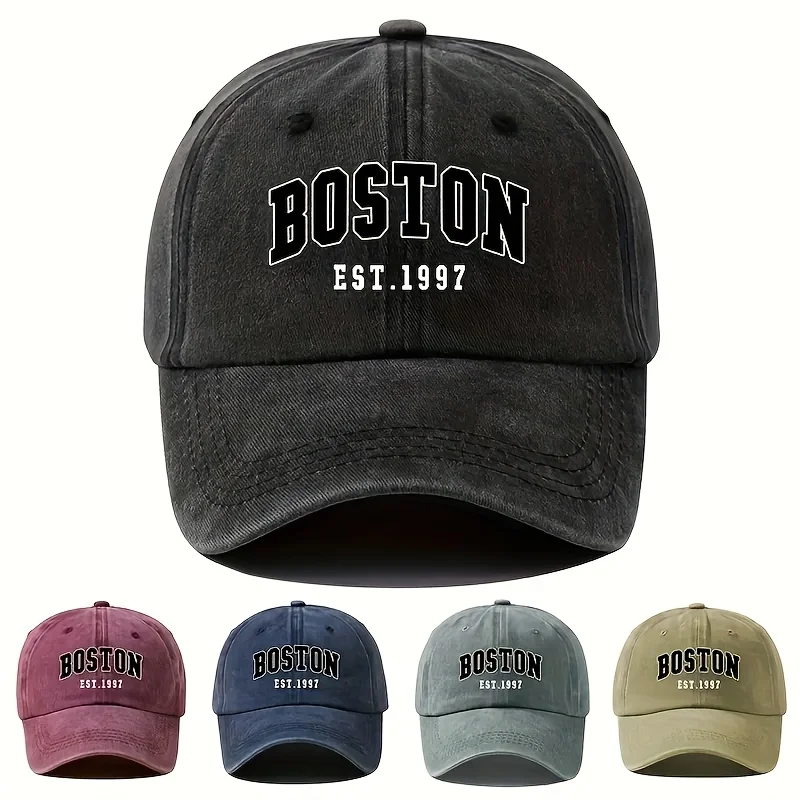 Nueva gorra de béisbol retro lavable con estampado BOSTON, estilo de pareja unisex, gorra de béisbol lavable ajustable