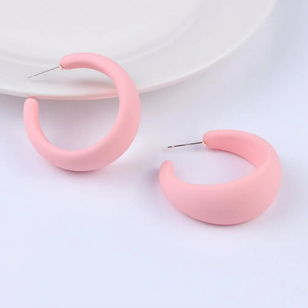 1Pc Drop Earring Vibrant Color Non-Irritation Exaggerated Women's earrings C-Shaped Dangle Earring Piercing Jewelry Accessories