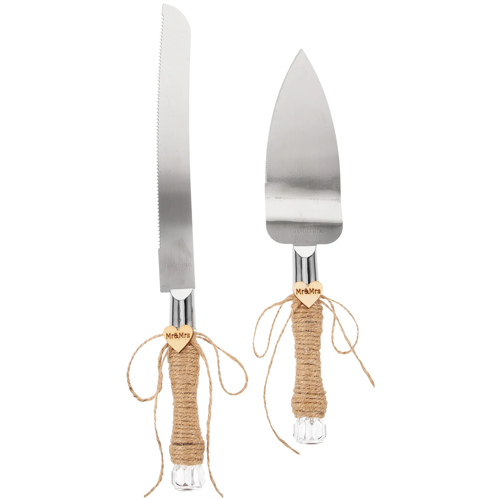 

2Pcs Wedding Cake Spatula Set Stainless Steel Rope H Balanced Design Cake Cutting Tool Festival Gift Bride