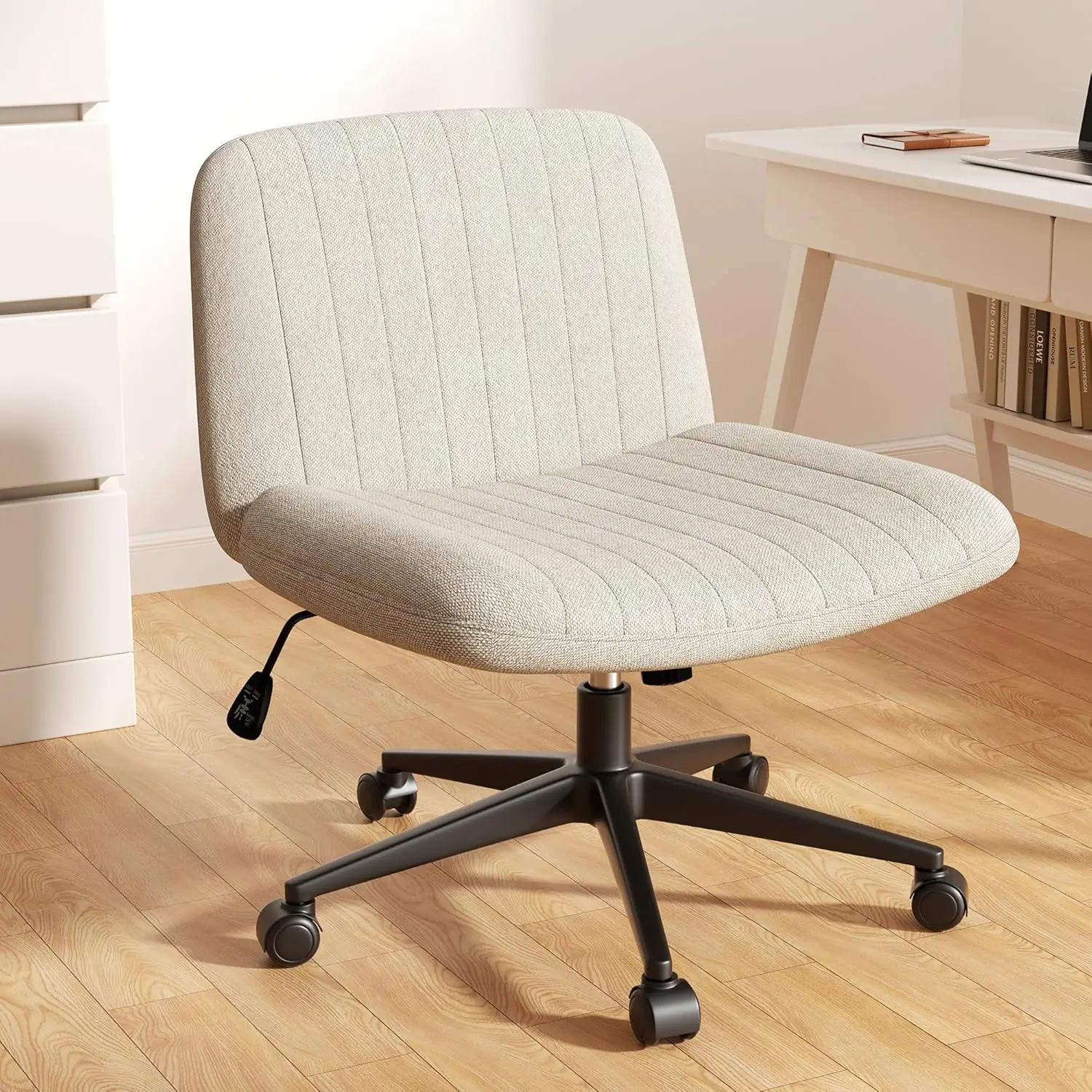 

Criss Cross Chair with Wheels, 26" Wide Cross Legged Office Chair with Adjustable Height, Armless Fabric Swivel, Customized