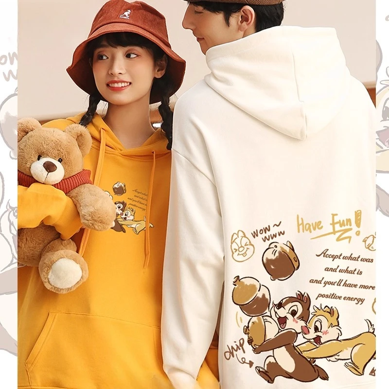 

2025 Новый свободный модный свитер с капюшоном Бурундук Братья Чип и Дейл Топ Корейская версия Пальто для пар Студенческий стиль Простая одежда