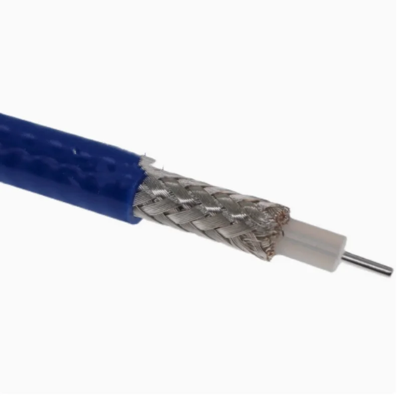 RG142 cable PUR blue ultra flexible double shielded silver plated wire pure copper RF cable 12.4GHz high frequency wire 50-3