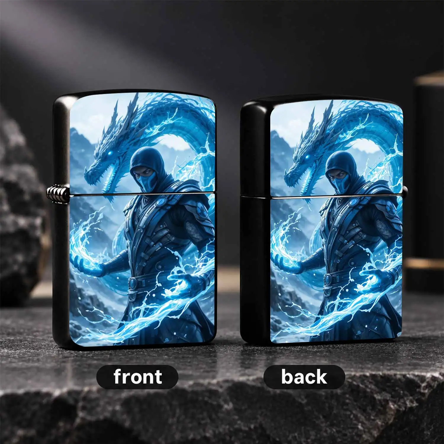 Sub Zero Ice Dragon Themed Creative Stylish Lighter, Cool Blue Flame Art Decor, Portable Daily Use Ignition Tool, Ideal Collectible Gift For Hobbyists, Suitable For Outdoor Activities And All Scenarios, Exquisite Practical Souvenir With Uni