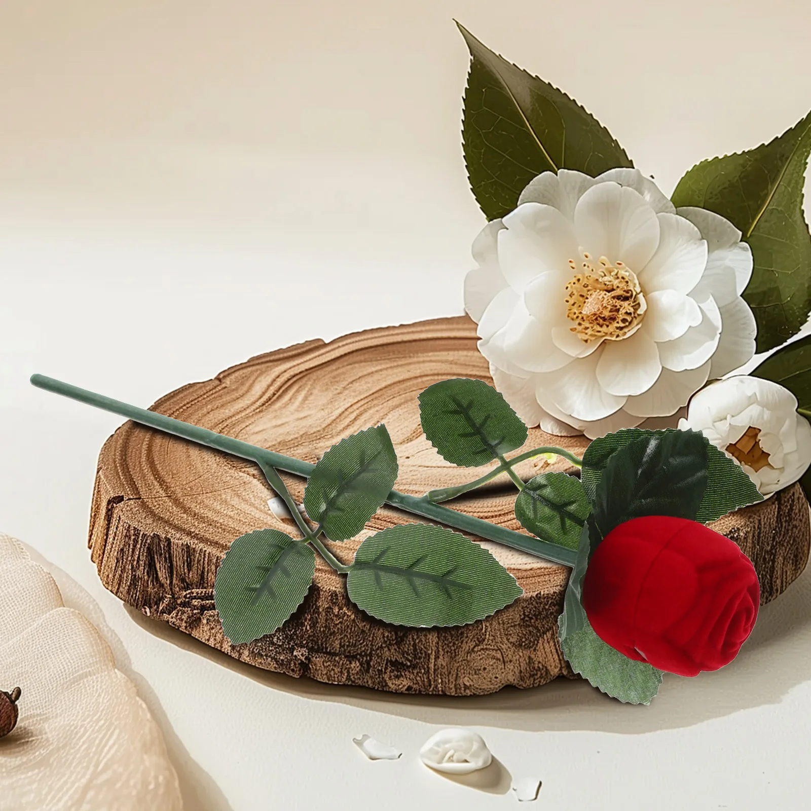 

Creative Red Rose Box Hidden Design for Proposal Valentine's Day Gift Velvet Jewelry Case Wedding Earring Holder