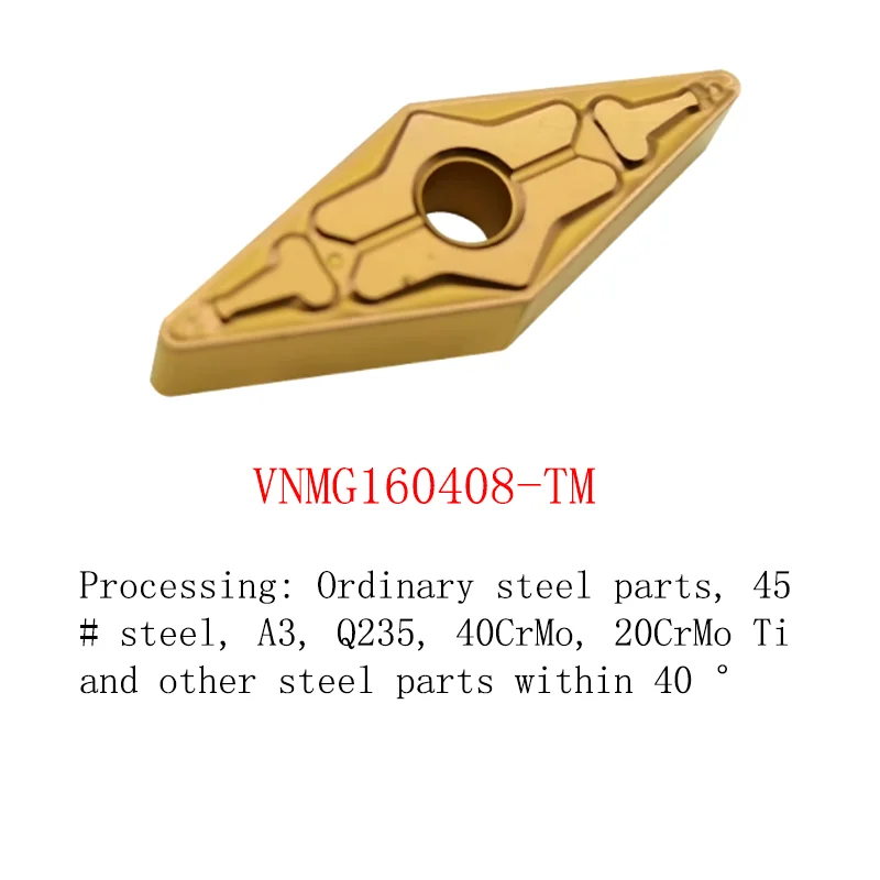 YRFL CNC Insert Diamond 35° Sharp Angle Inserts VNMG 160404 08 Double-Sided Stainless Steel Outer Circle Inner Hole Cutter Grain