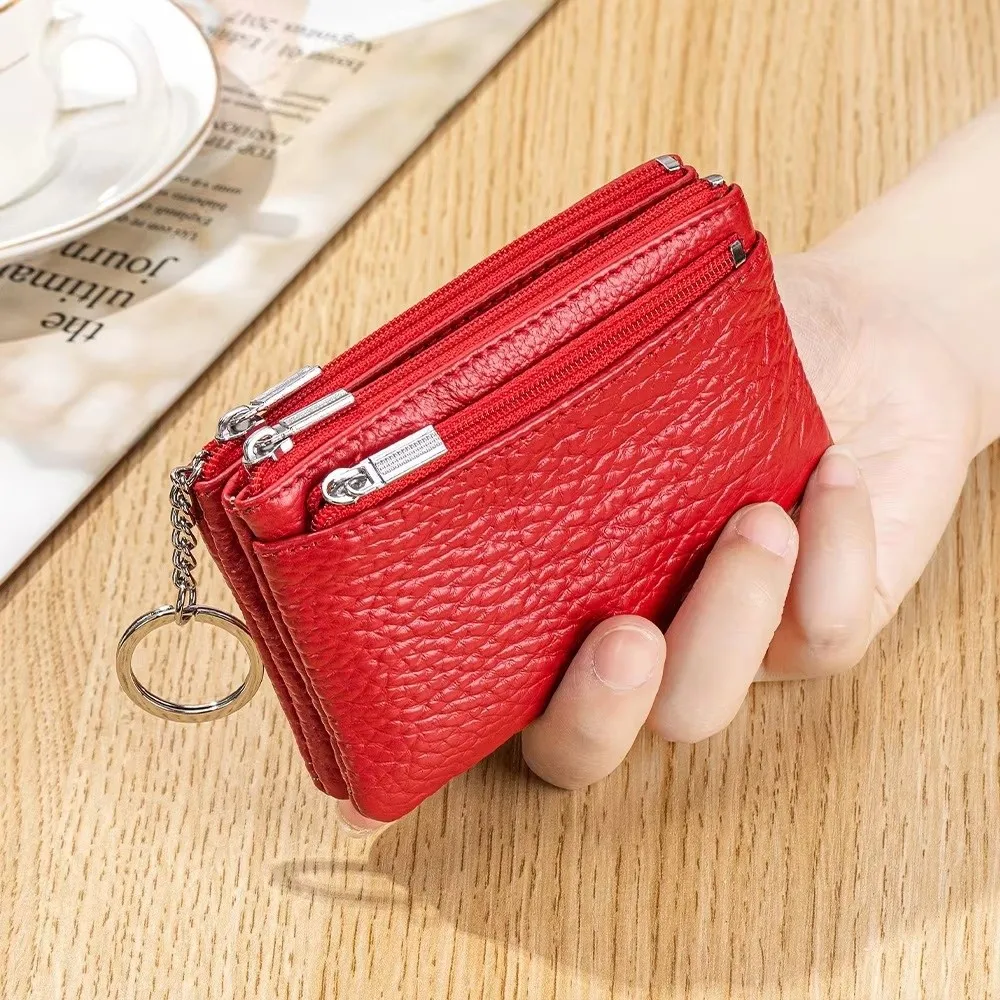 Modische, weiche Damen-Geldbörsen aus echtem Leder, große Kapazität, Geldbörsen mit Reißverschluss, Münzfächern und Schlüsselanhänger, Aufbewahrungstasche, Geldtasche, Geschenk. – Detail 11