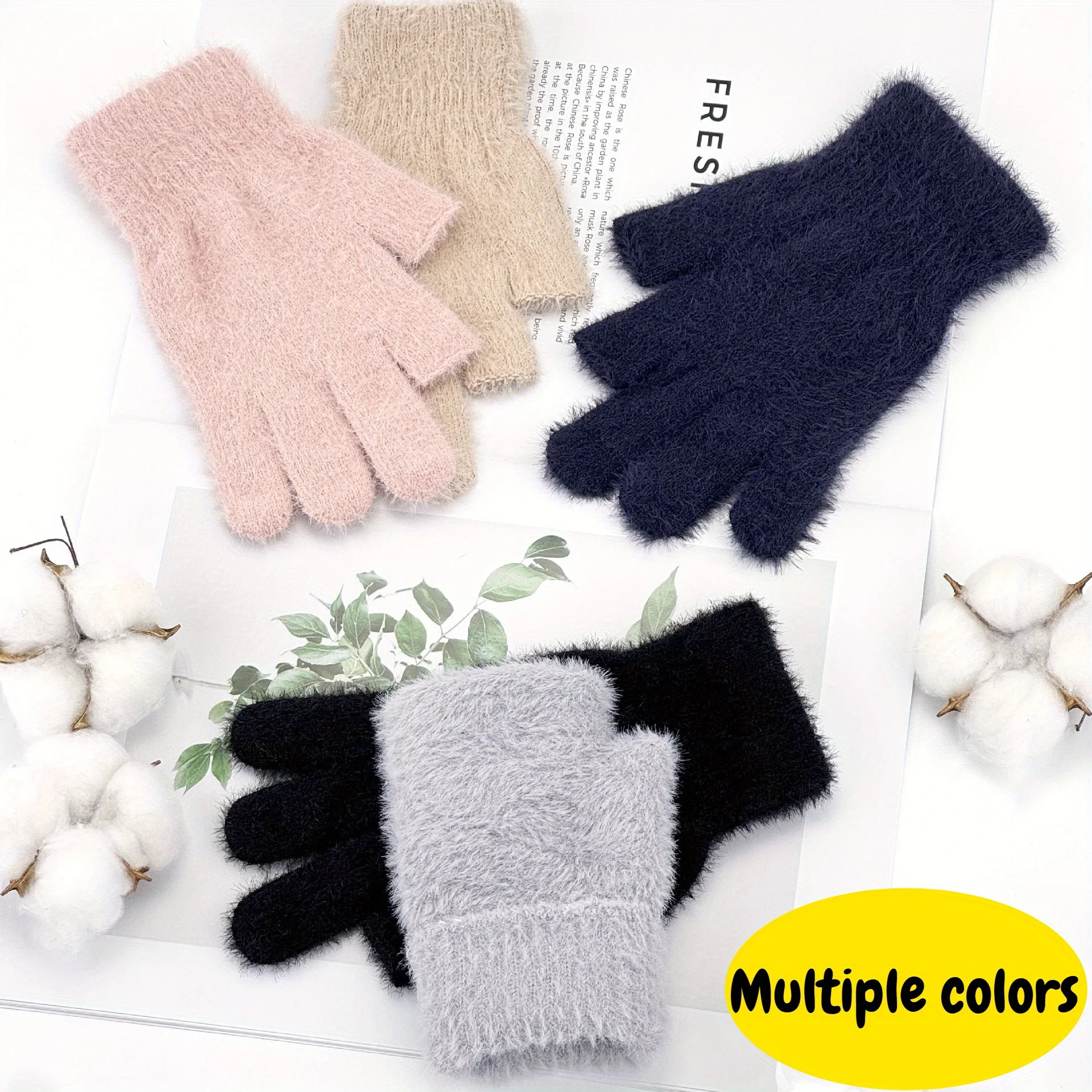 2pcs/1 pair Gray Women's Winter Warm Fingerless Gloves for Writing and Touch Screen Use Casual Outings Gloves,Touchscreen gloves