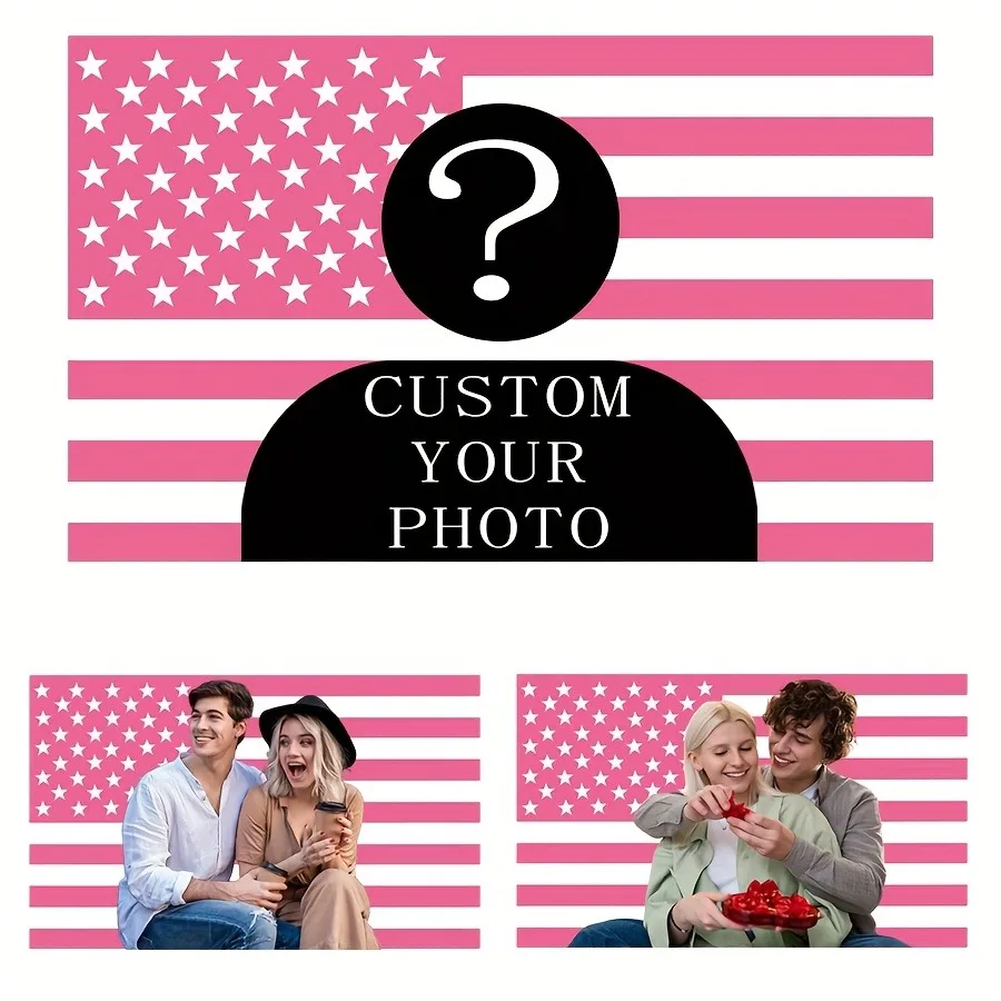 Benutzerdefinierte rosa oder blaue amerikanische Flagge, personalisierbar mit Ihrem Bild, lustiges Wandteppich-Poster zum Dekorieren von Clubs, Wandbehang-Dekor – Detail 4