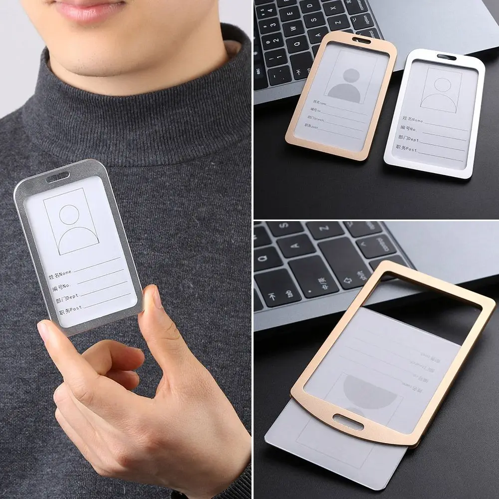 

New Metal Office School Aluminum Alloy Work Card Holders Name Card ID Business Case