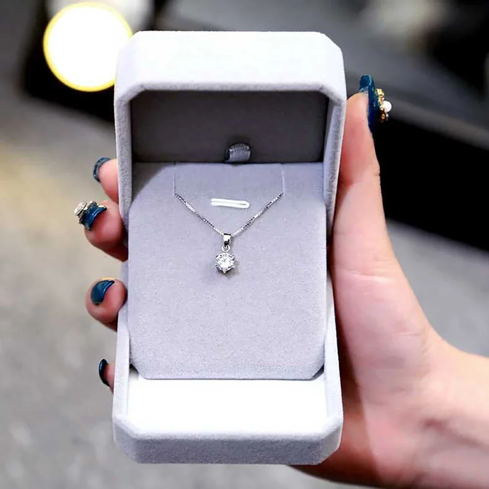 2CT Real Moissanite Pendant Necklace For Women 18K White Gold Plated 925 Sterling Silver Bridal Choker Fine Jewelry Party Gift