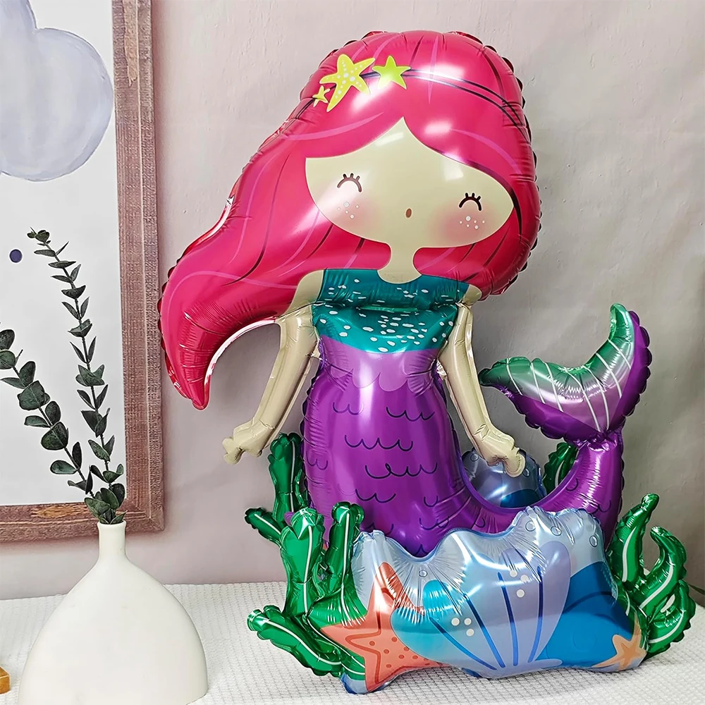 2Pcs Giant Standing Mermaid Tail Balloon Little Mermaid Birthday Decoration Girls Under the Sea Ocean Theme Baby Shower Supplies view 6