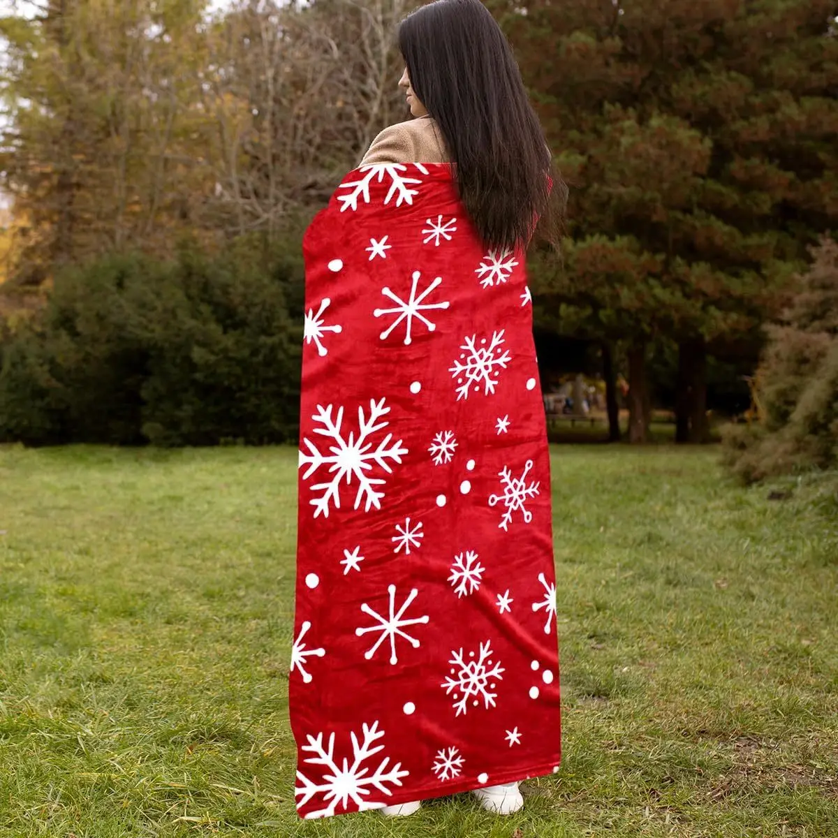 Fashionable and warm Christmas blanket, red flannel blanket, high-quality ultra-fine fiber, silky and soft, Christmas blanket