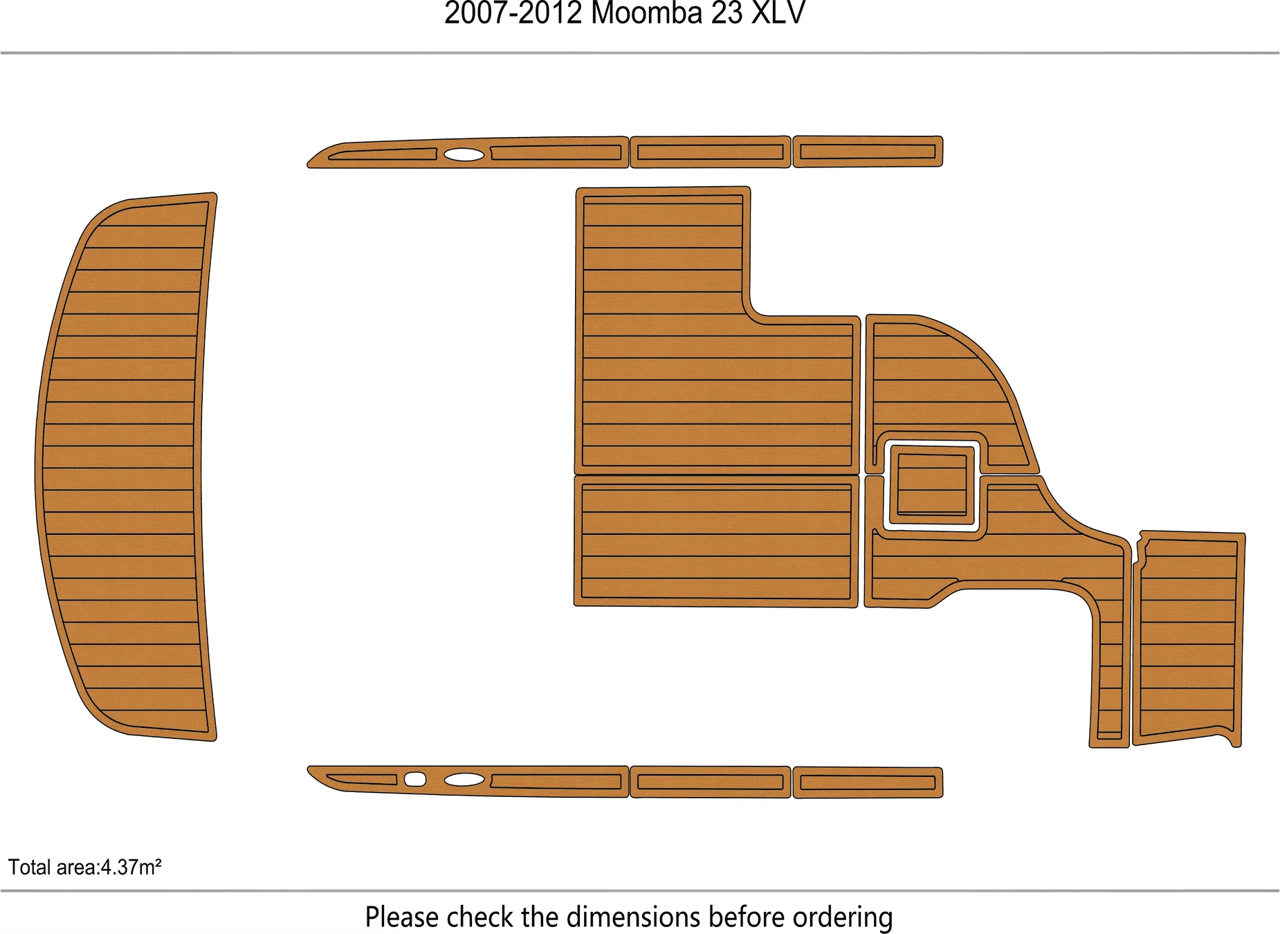 Non-Slip EVA Faux Teak Marine Mat Self-Adhesive 6mm Yacht Cockpit Pad for 2007 Moomba XLV Boat Decking Easy Install