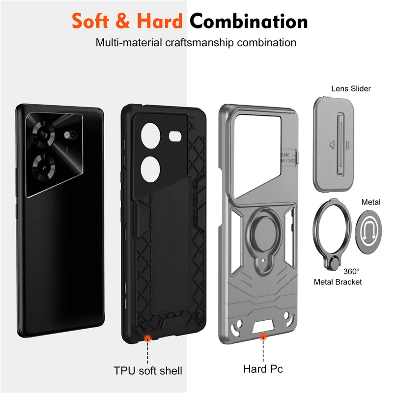 For Tecno Pova 5 Case Car Magnetic Ring Bracket Holder Armor Back Cover on for Tecno Pova 5 Pova5 Stand Phone Cases Coque Funda