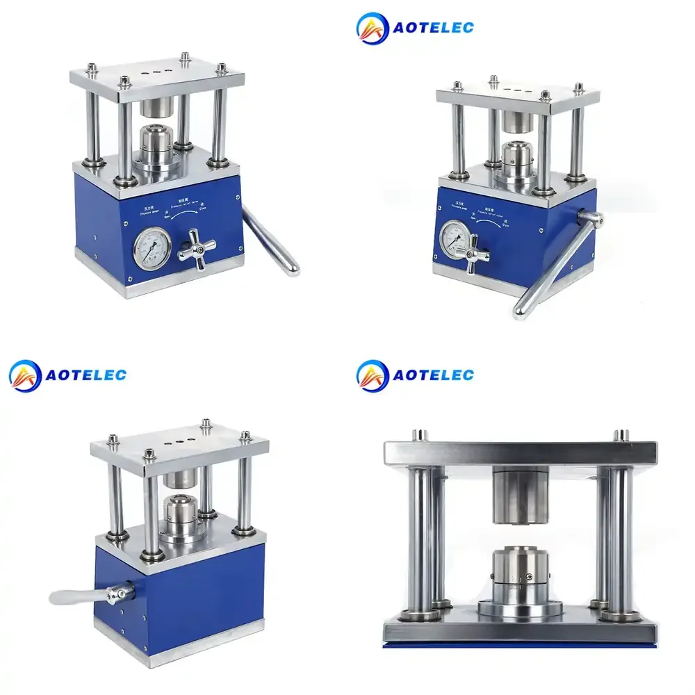 

Lab Hydraulic Manual Coin Cell Crimper Machine for CR2032 Cases Crimping Stainless Steel & Aluminum Alloy 80-100kg/cm2
